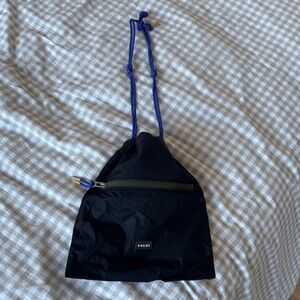 Sacai Black Drawstring Backpack with Blue Cord